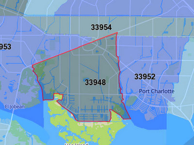 Zip code 33948 map