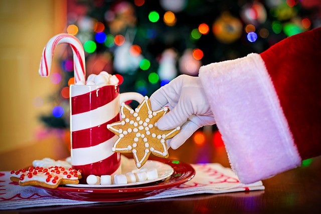 Santa's hand grabbing a cookie