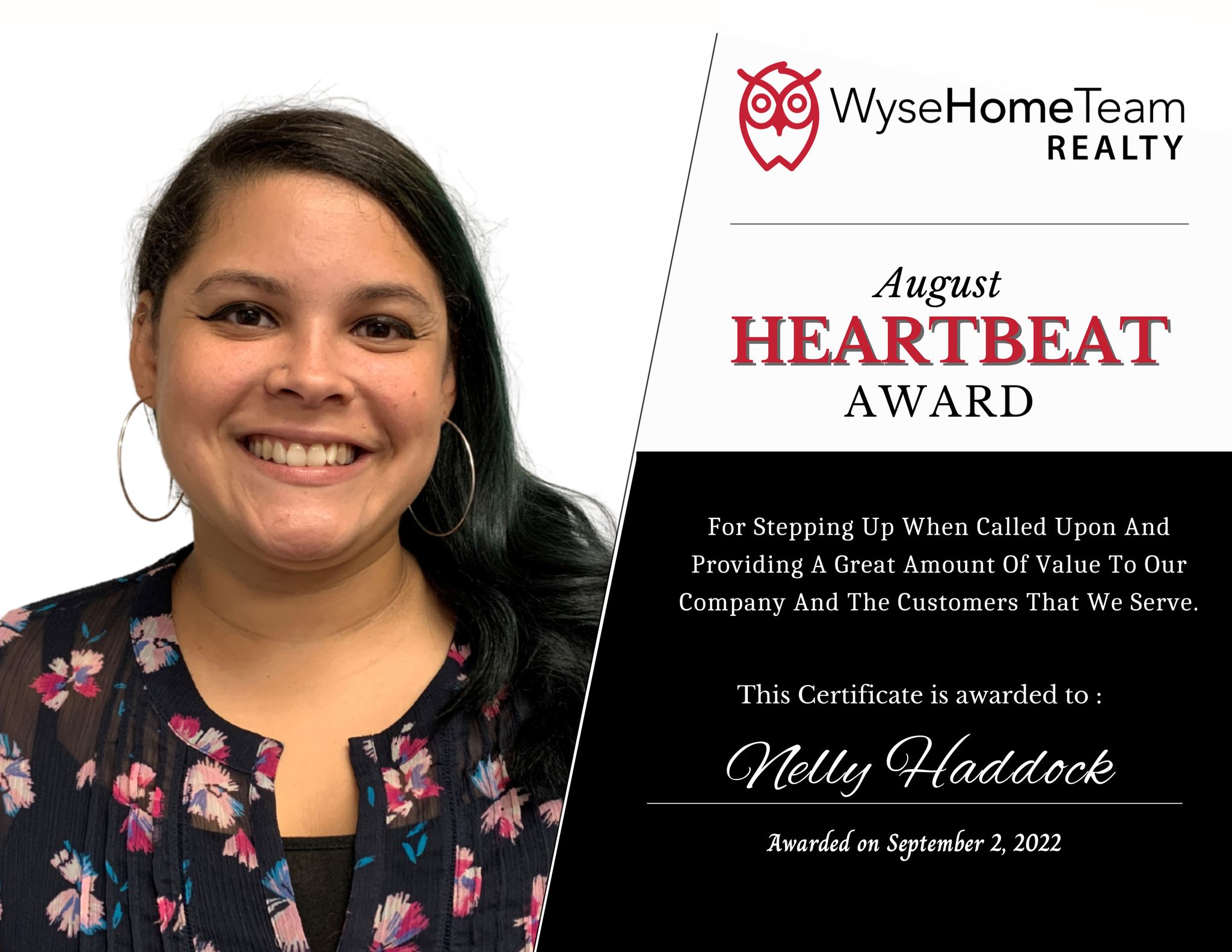 Team voted winner of the August 2022 Heartbeat Award