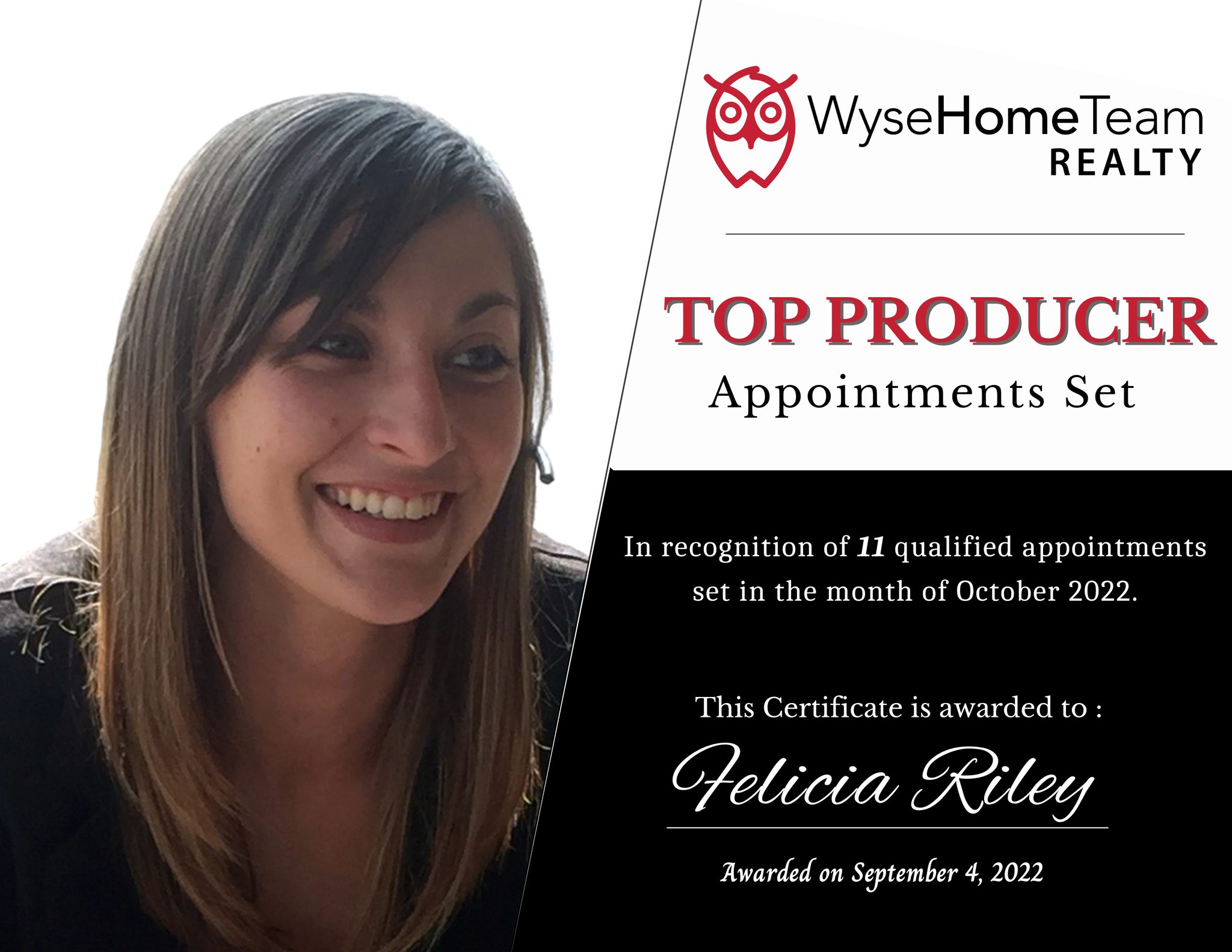 Felicia Riley Top Producer for October 2022