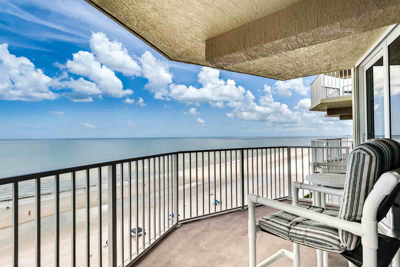 Ocean view from a high rise condo balcony