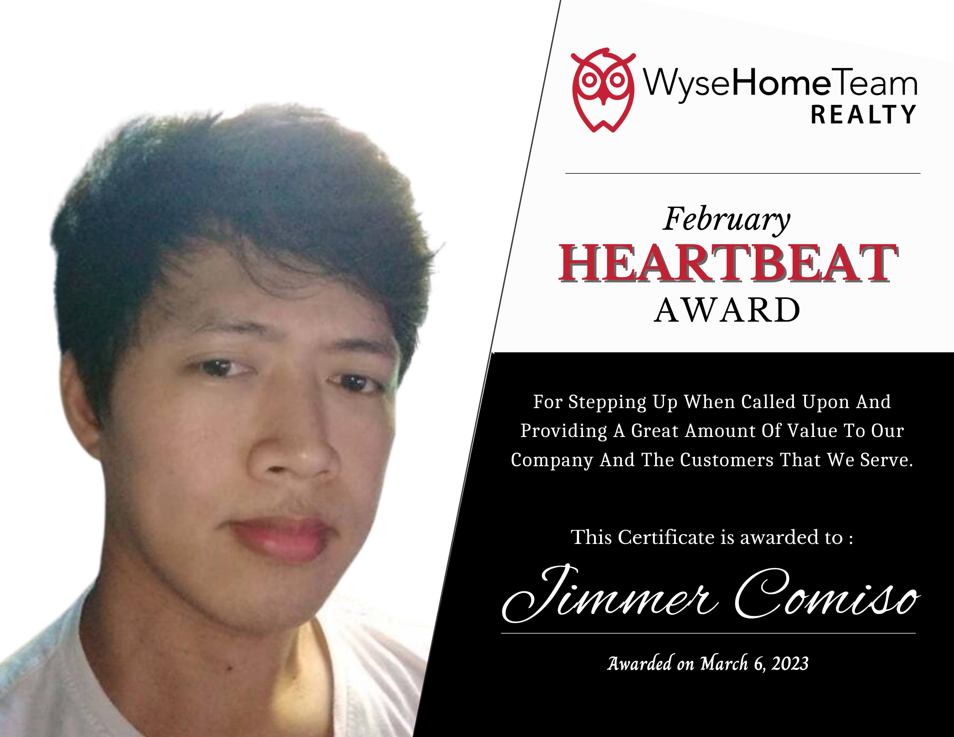 JIMMER HEARTBEAT WINNER FEBUARY 2023