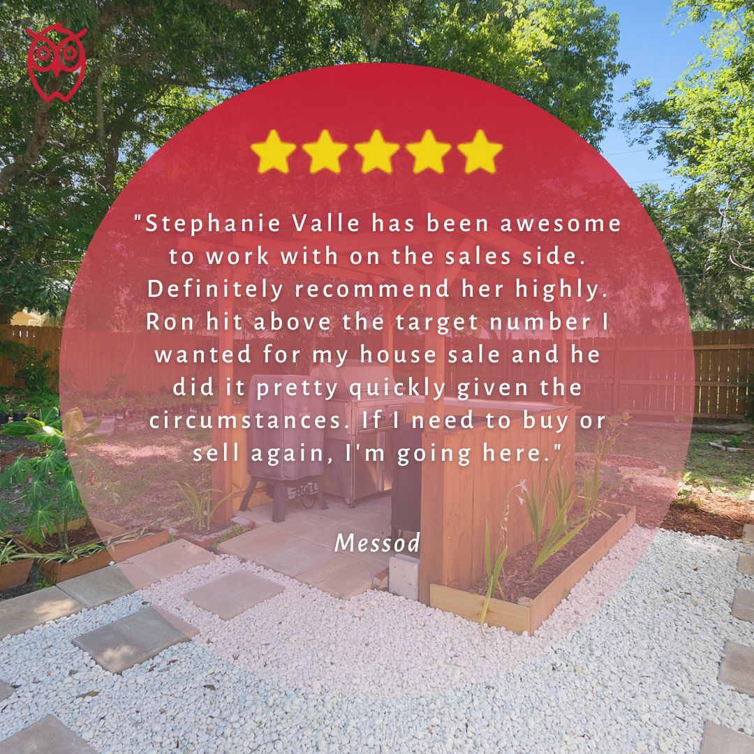 review for Stephanie Valle from Google "Stephanie Valle has been awesome to work with on the sales side. Definitely recommend her highly. Ron hit above the target number I wanted for my house sale and he did it pretty quickly given the circumstances. If I need to buy or sell again, I'm going here."