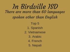 In BISD there are more than 60 languages spoken other than English