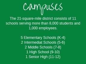 Carroll ISD's 21 square miles serves around 8000 students