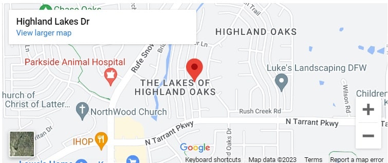 Map of Keller's Lakes of Highland Oaks Neighborhood
