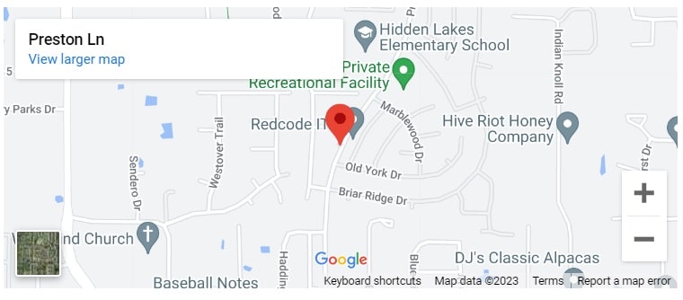 Map to Keller's Master Planned Community of Hidden Lakes