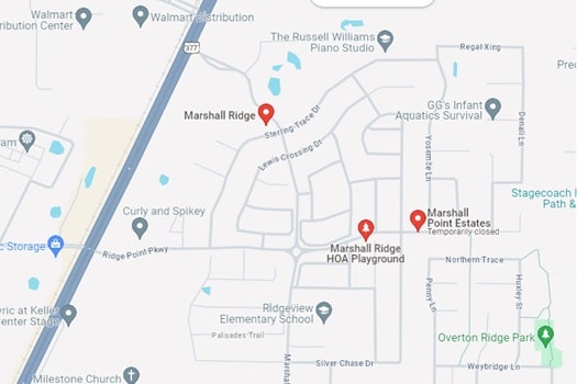 Google Map to Marshall Ridge, Keller, TX 76248