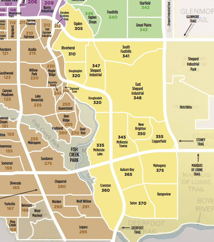 Calgary Zone Map   SouthEastCalgaryCommunityMLSMapfor2018 