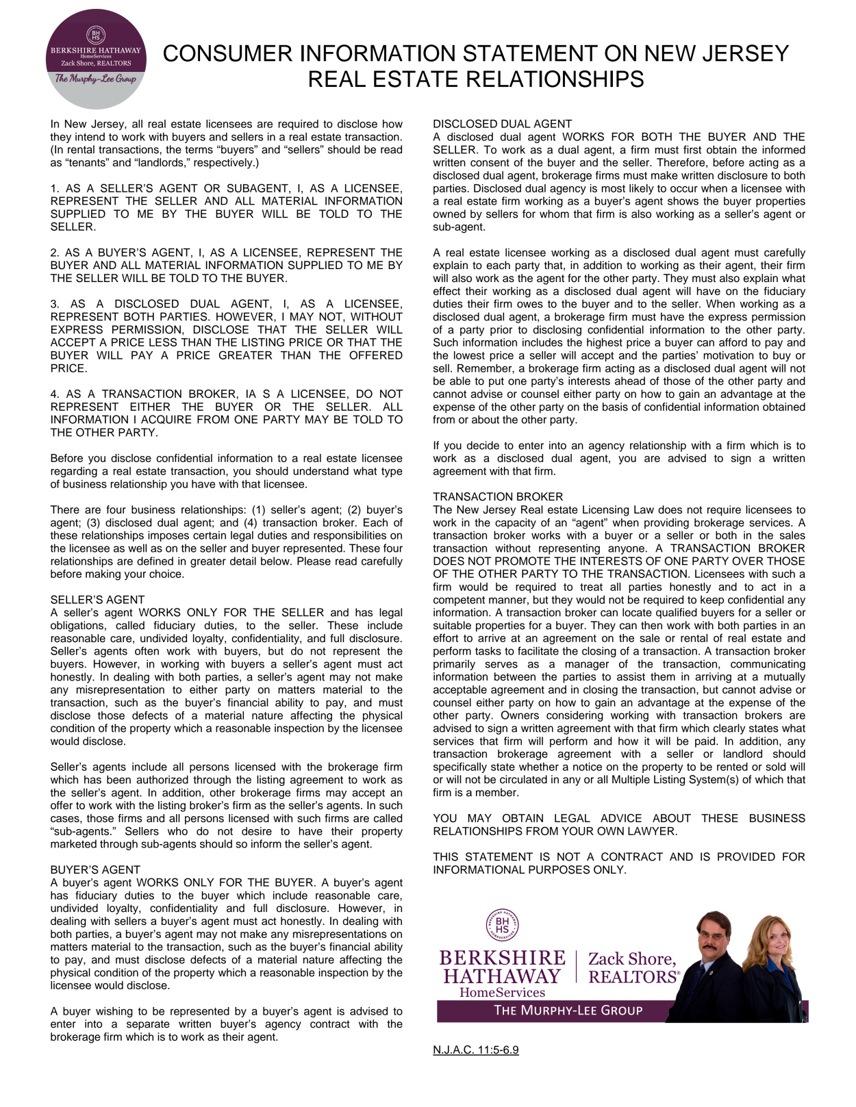 Consumer Information Statement Consumer Information Statement
