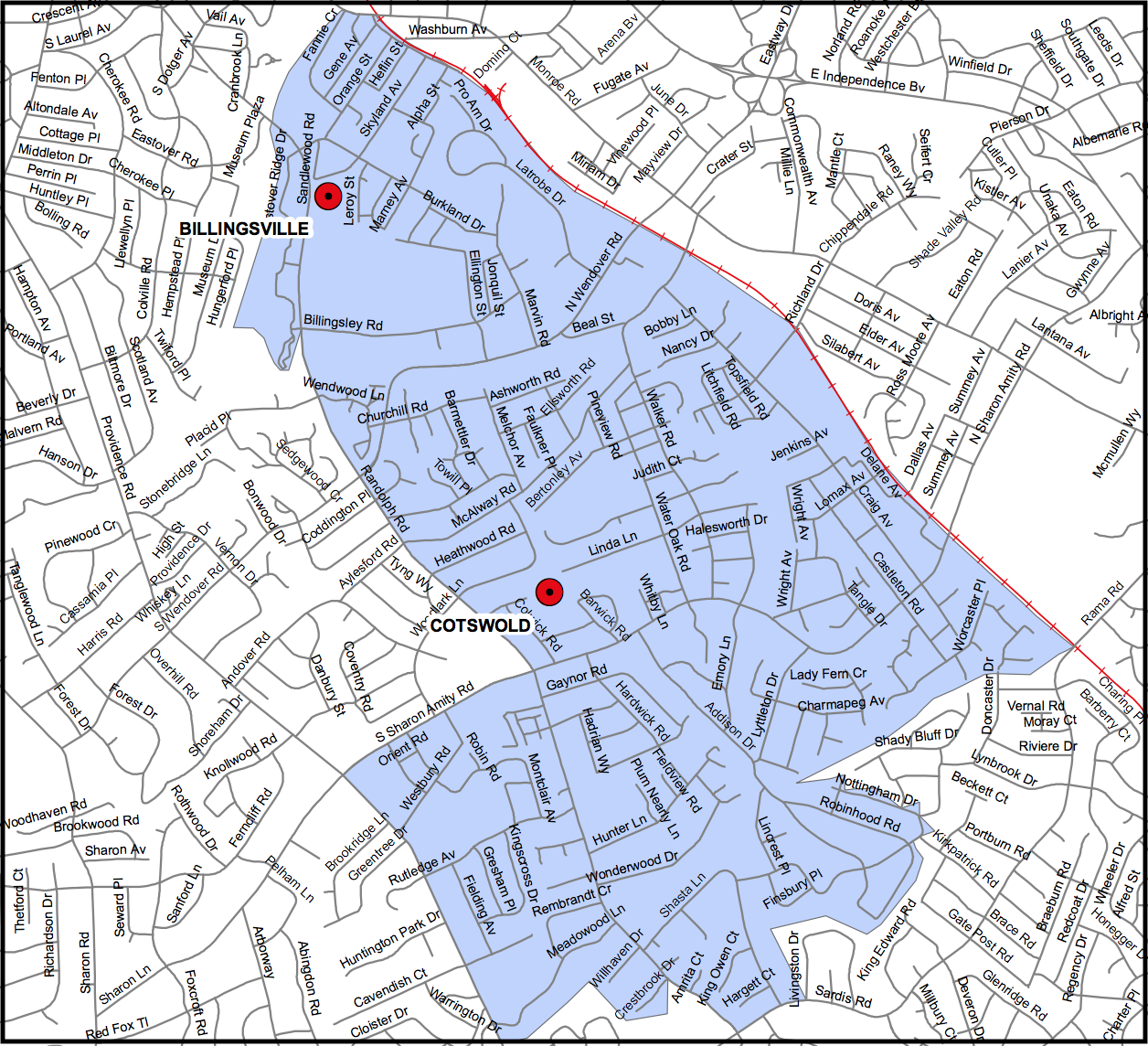 Cotswold Elementary School - CMS Boundary Map