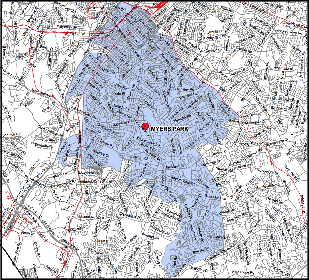 Myers Park High School - CMS Boundary Map