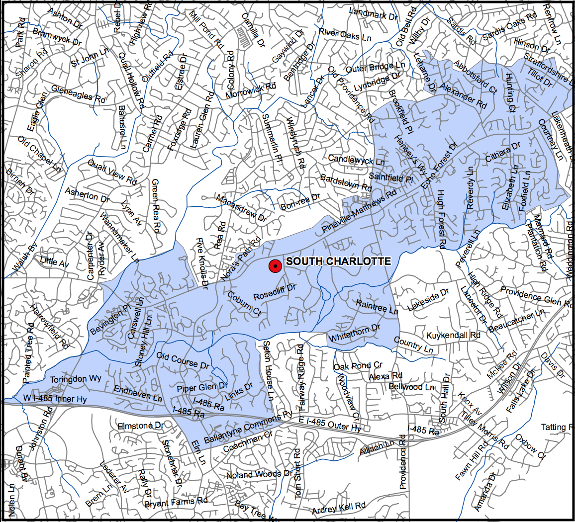 Map Of South Charlotte South Charlotte Middle School - Cms Boundary Map