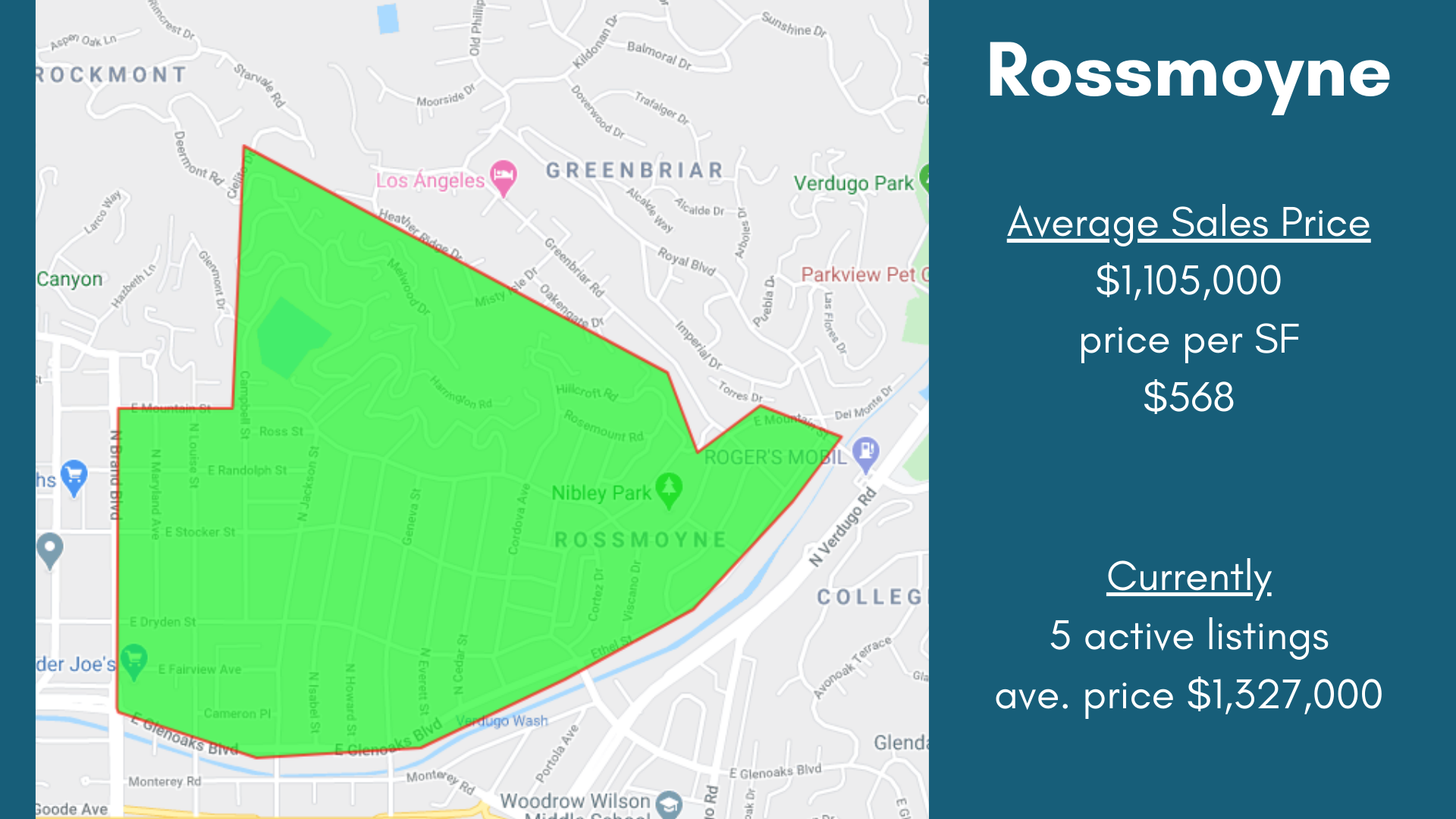 Rossmoyne Neighborhood Map, Glendale California