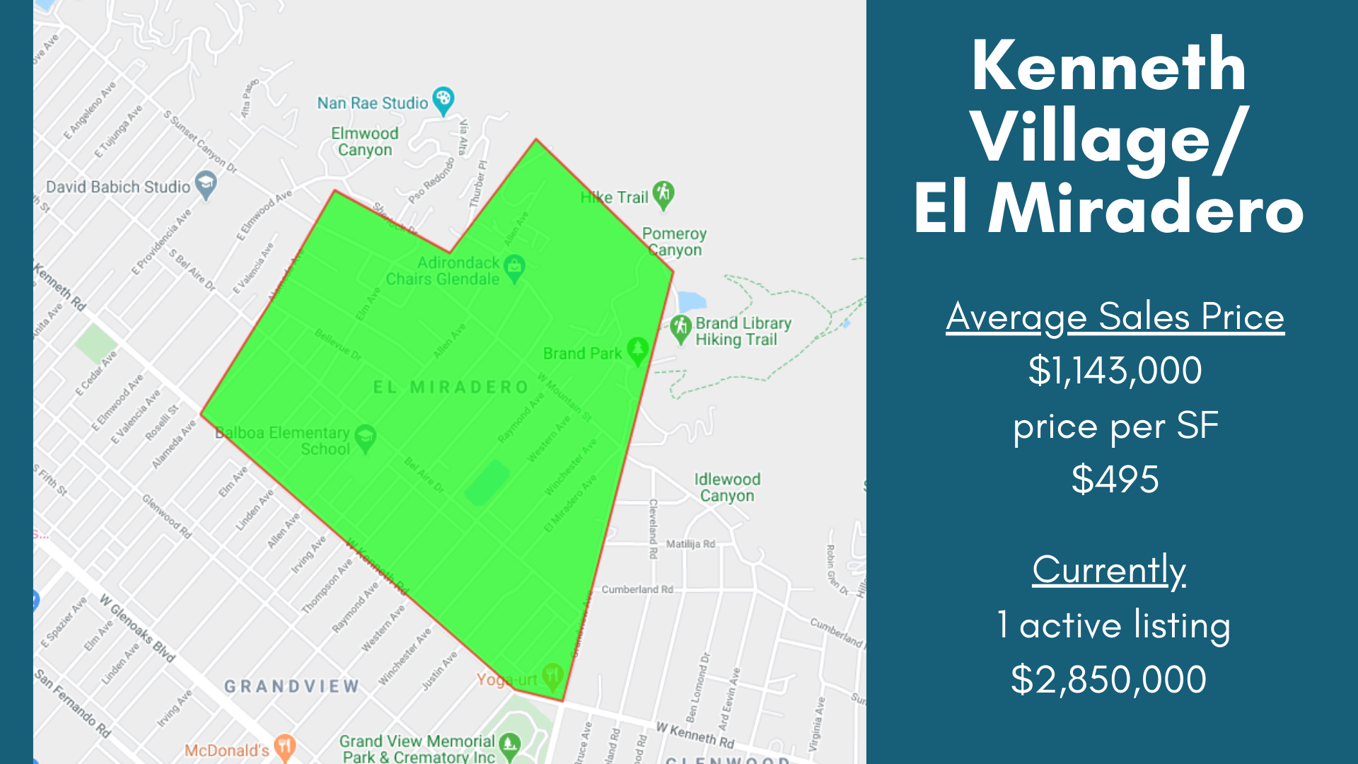 Kenneth Village/El Miradero Neighborhood Map, Glendale California