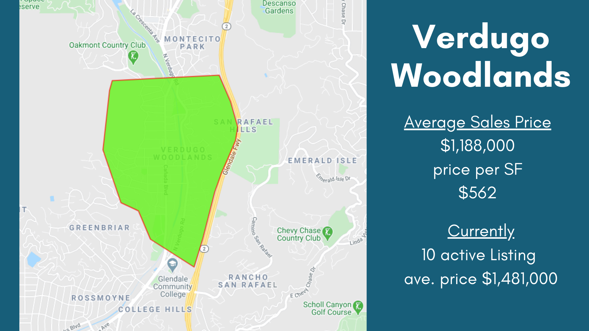 Verdugo Woodlands Neighborhood Map, Glendale California