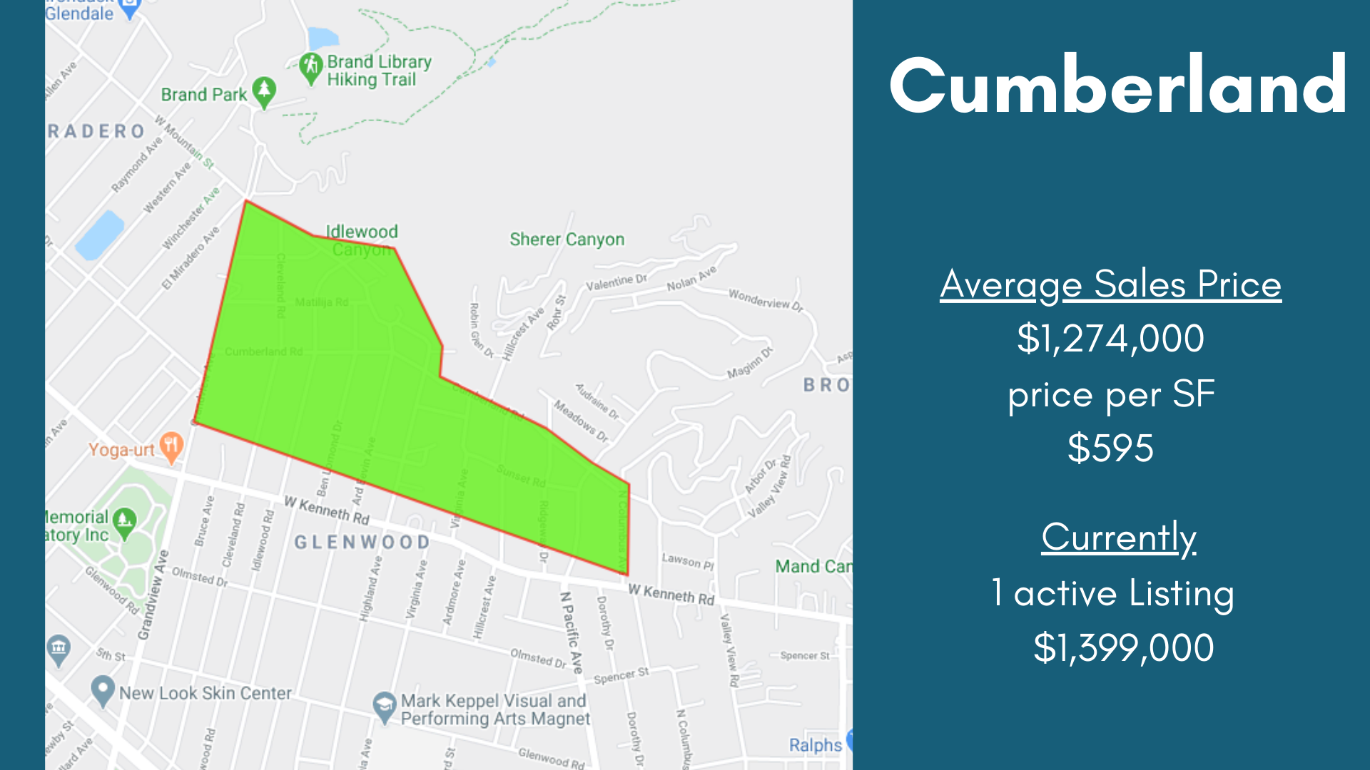 Cumberland Neighborhood Map, Glendale California