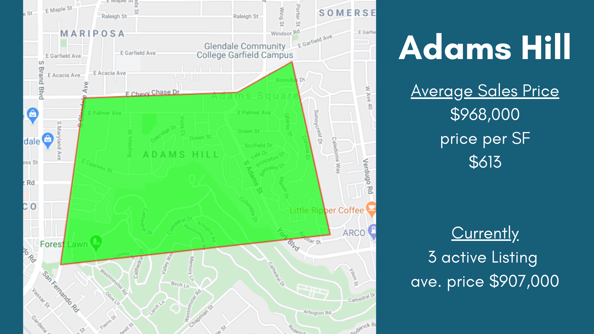 Adams Hill Glendale Map