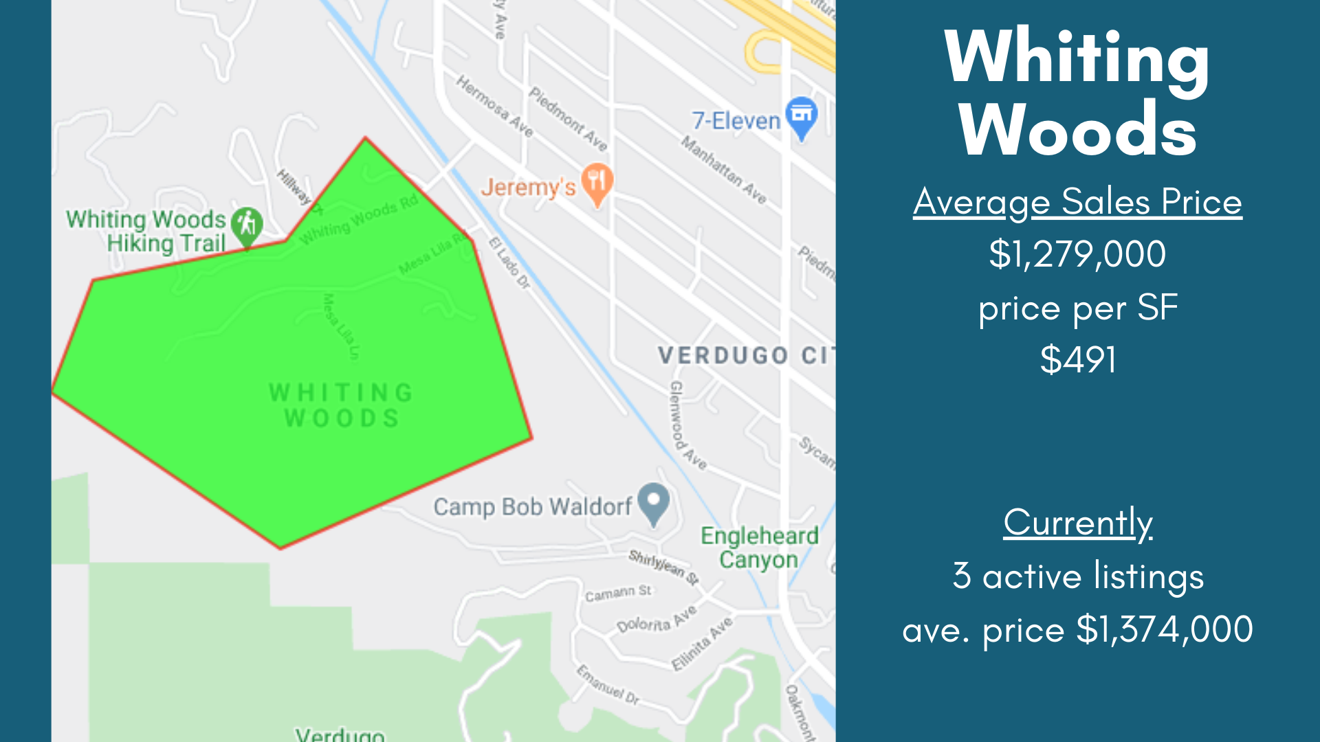 Whiting Woods Neighborhood Map, Glendale California