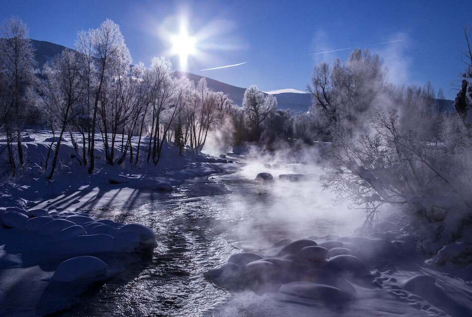 Sunrise over Snowy River in Steamboat Springs Colorado