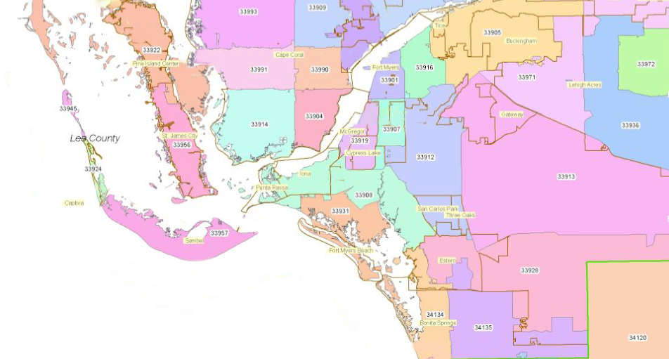 Fort Myers Florida Zip Codes Map United States Map 5996