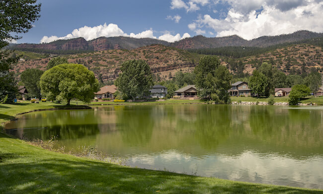 Dalton Ranch South Pond and Homes in Animas Valley Colorado
