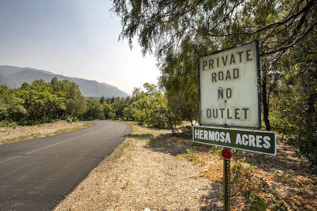 Hermosa Acres Private Road Sign in Animas Valley