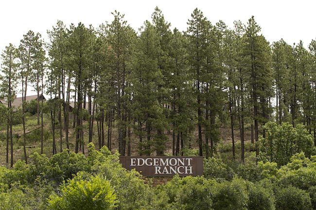 Edgemont Ranch Sign Among Tall Trees in Durango Colorado