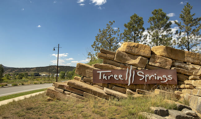 Three Springs Entrance and Sign in Durango Colorado
