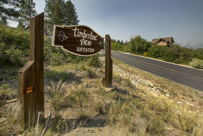 Timberline View Estates Community Sign in Durango Colorado