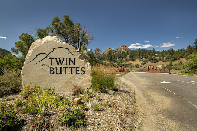 Twin Buttes Neighborhood Sign in Durango Colorado