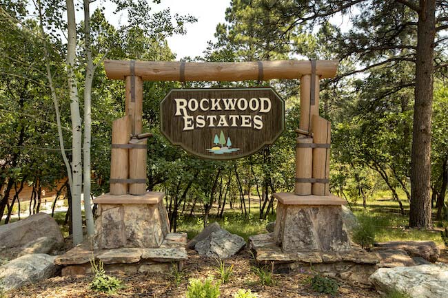 Rockwood Estates Neighborhood Sign in Resort Area Colorado