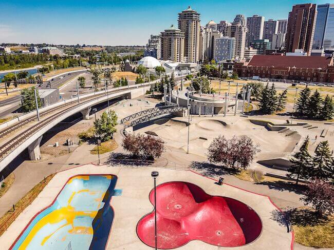 Skate Park in Downtown West End, City Centre, Calgary, Alberta, Canada