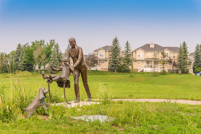 Statue in Martindale Neighbourhood in Northeast Calgary, Alberta, Canada