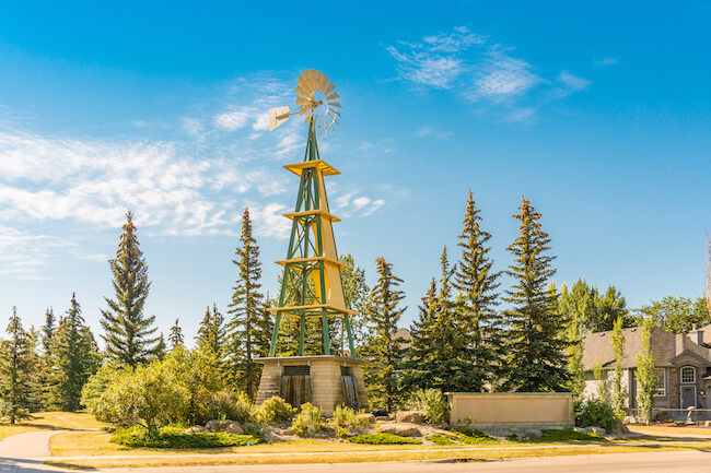Cranston Neighbourhood Windmill in Southeast Calgary, Alberta, Canada