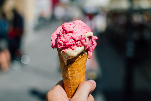 Closeup of an ice cream cone