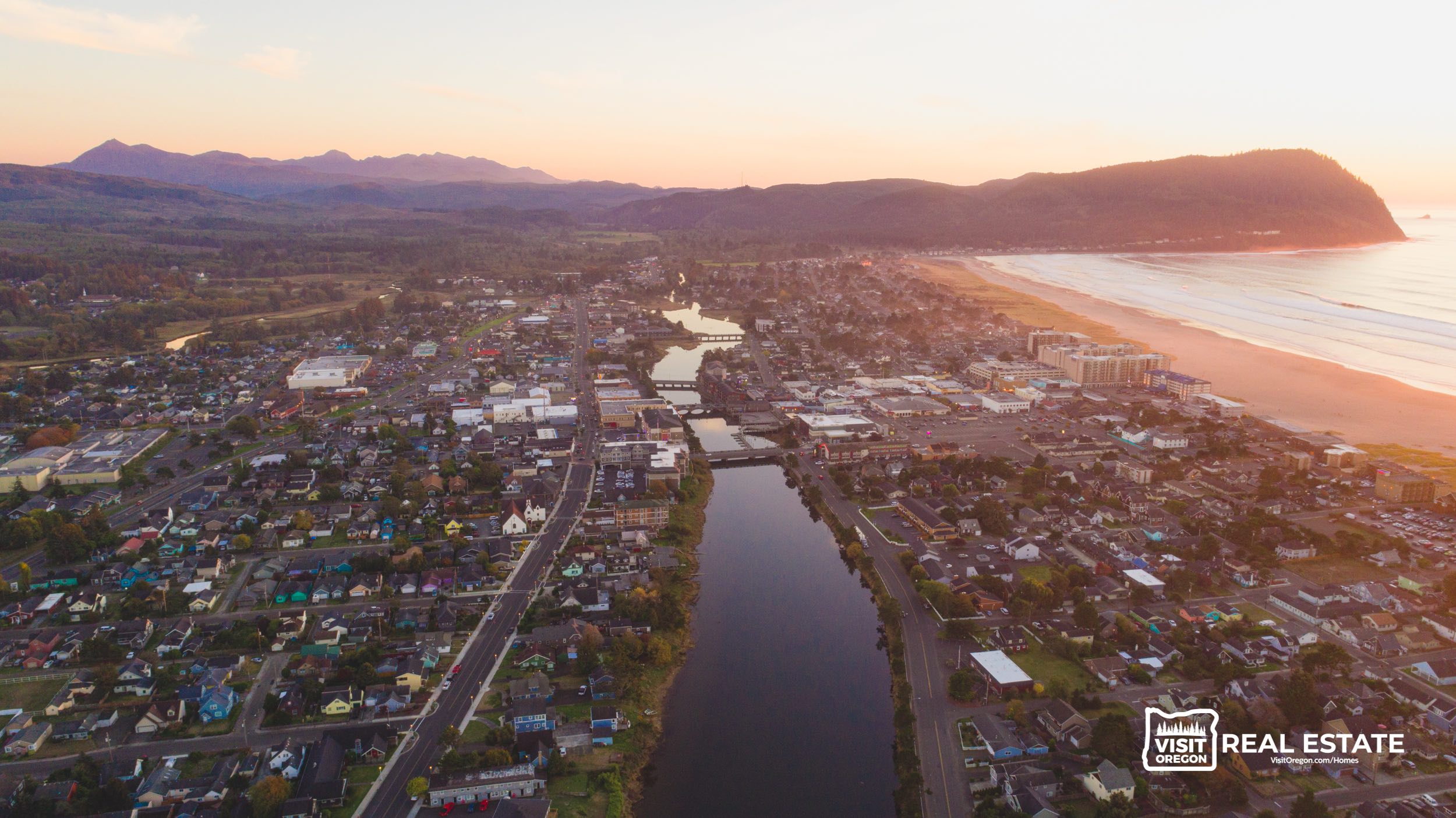 Drone shot of Seaside Oregon Homes for Sale