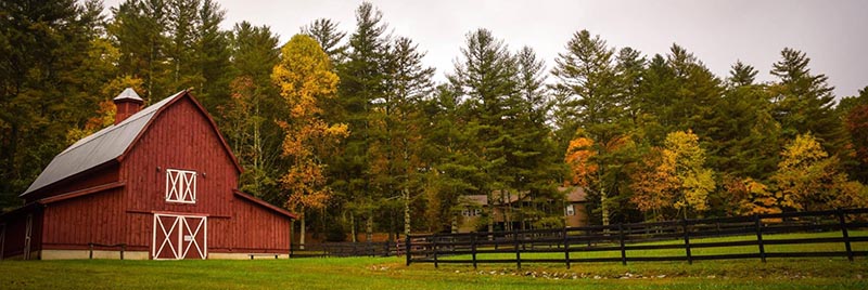 Red Barn with green pasture