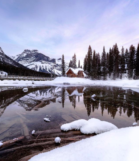 Emerald Lake Lodge during the winter outside of Banff, Alberta