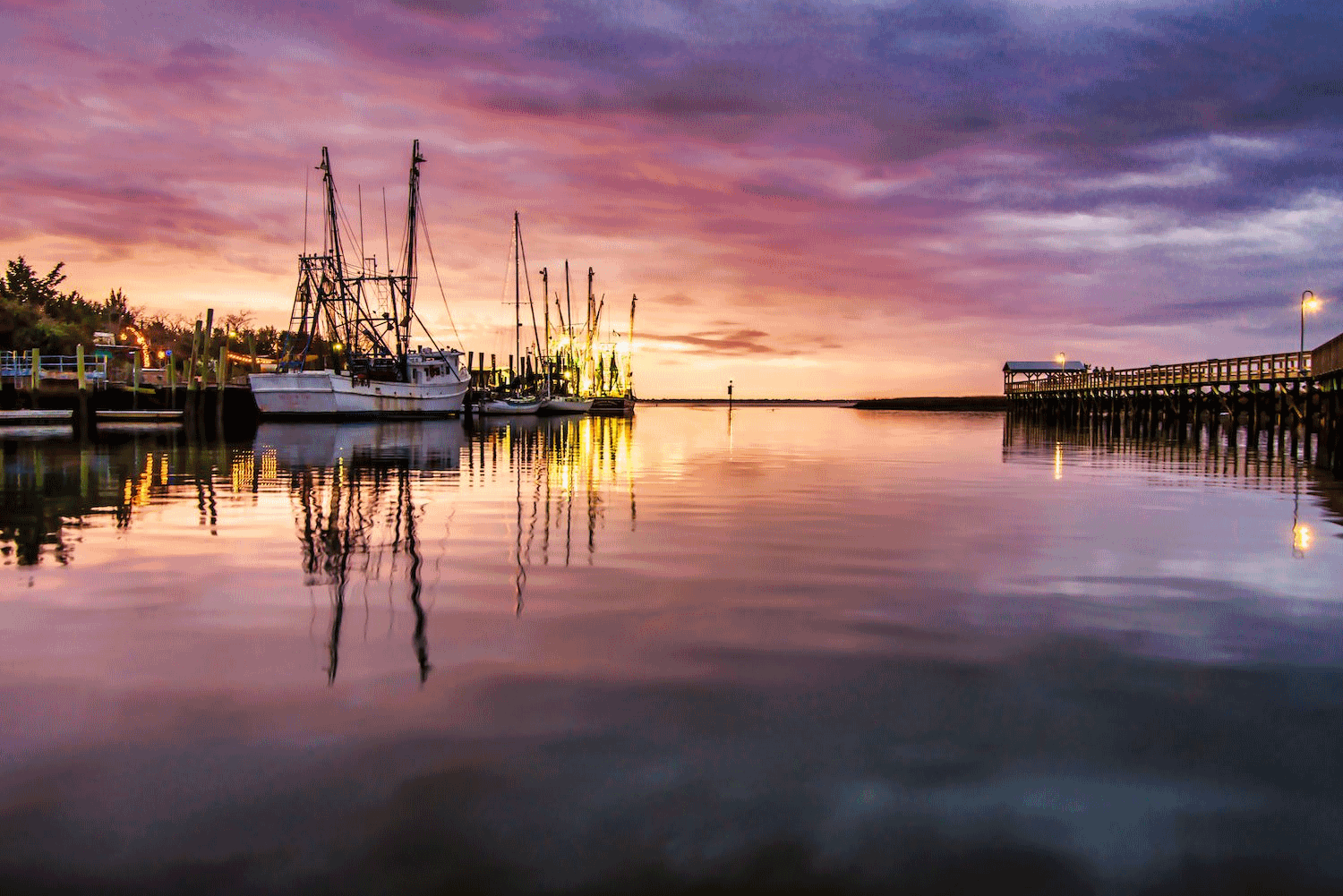 inner-coastal-channel-at-sunset-with-fishing-boats