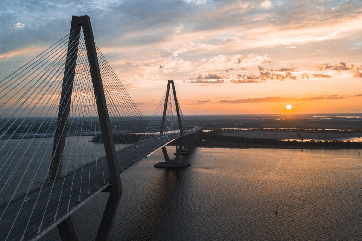 Ravenel bridge at sunset