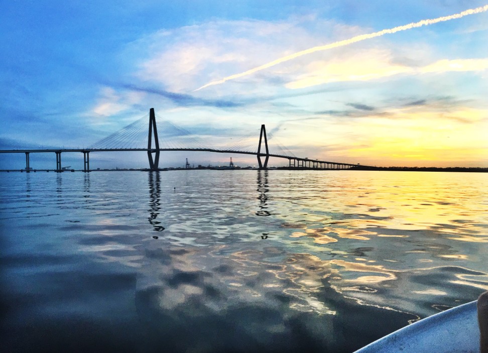 Ravenel bridge at sunset