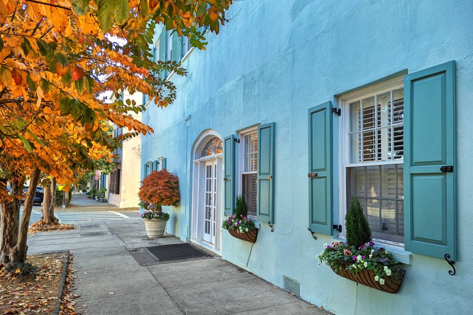 Blue Pastel colored downtown charleston home