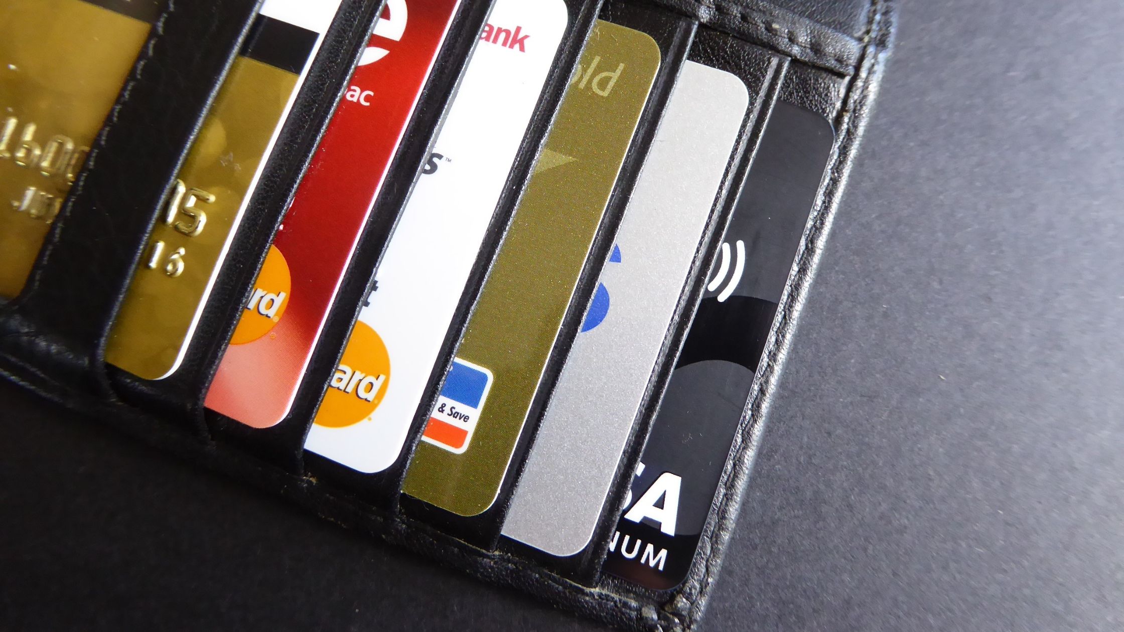 credit cards tucked into a wallet