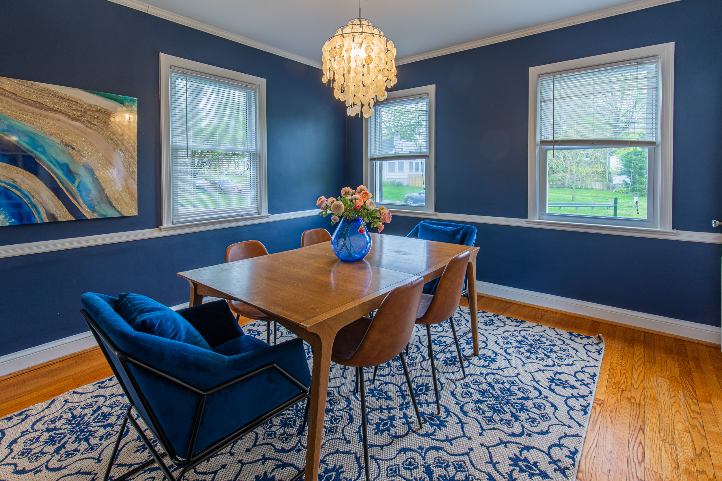 luxurious blue dining room