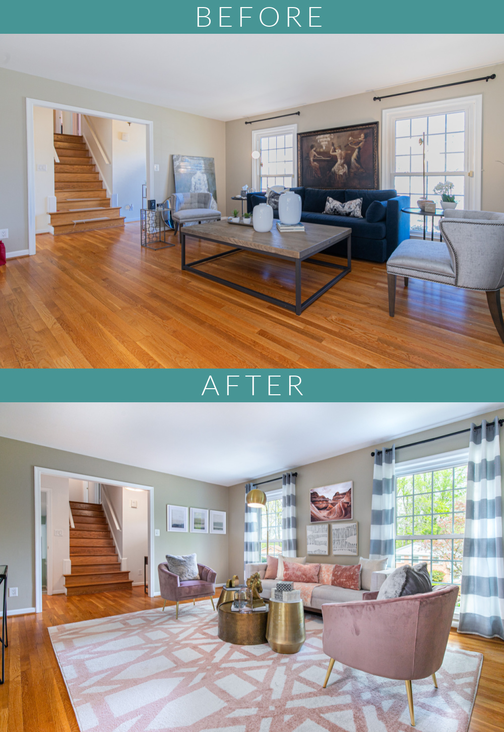 Transformation of a beautiful living room