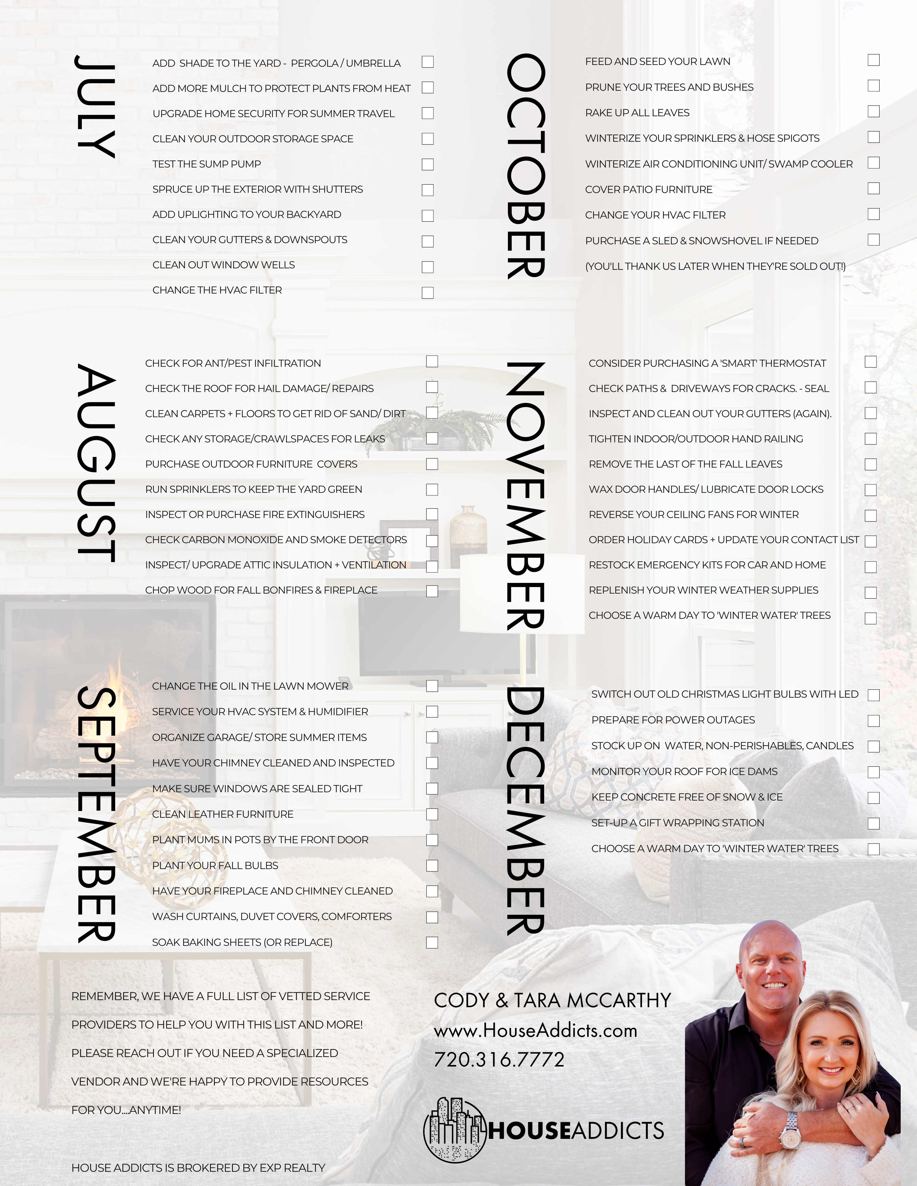Homeowner Checklist July - December