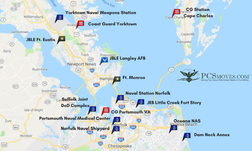 Map of Norfolk, Virginia - Live Beaches