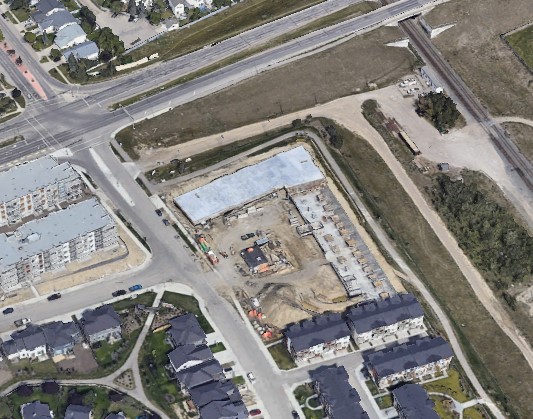 Aerial view of the Pinnacle in Harvest Hills while under construction
