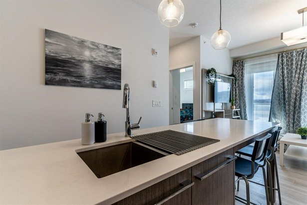 Modern condominium kitchen counter and sink 